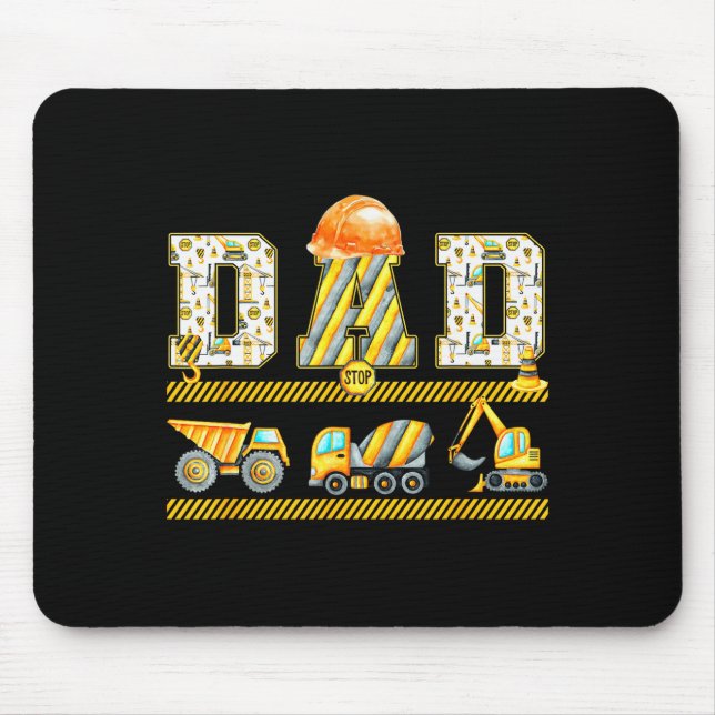 Funny Dad Construction Excavator Kids Matching Fam Mousepad (Vorne)