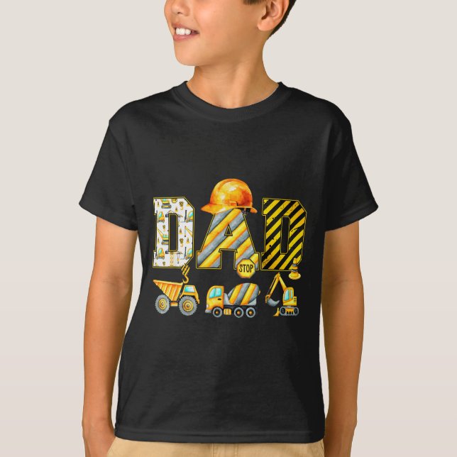 Funny Dad Construction Excavator Kids Matching Fam T-Shirt (Vorderseite)