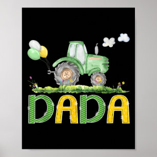 Funny Dada Birthday Boy Tractor Farm Truck Matchin Poster