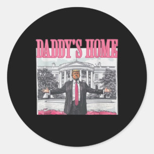 Funny Daddys Zuhause Trump Pink 2024 Nimm America Runder Aufkleber