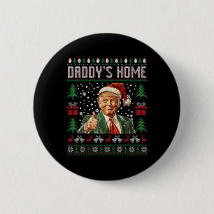 Funny Daddys Zuhause Trump Ugly Christmas Sweater Button