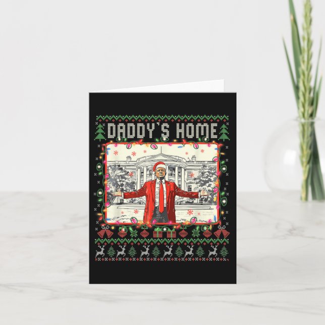 Funny Daddys Zuhause Trump Ugly Christmas Sweater  Karte (Vorderseite)