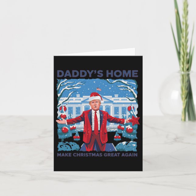 Funny Daddys Zuhause Trump Ugly Christmas Sweater  Karte (Vorderseite)