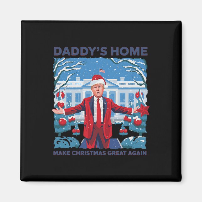 Funny Daddys Zuhause Trump Ugly Christmas Sweater  Magnet (Vorne)