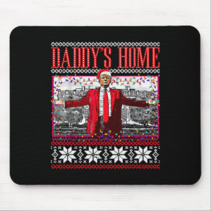 Funny Daddys Zuhause Trump Ugly Christmas Sweater  Mousepad