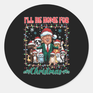 Funny Daddys Zuhause Trump Ugly Christmas Sweater Runder Aufkleber
