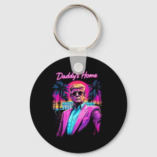 Funny Daddys Zuhause White House Trump Pink 2024 Schlüsselanhänger