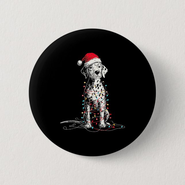 Funny Dalmatian Christmas Graphics Dog Lights Love Button (Vorderseite)