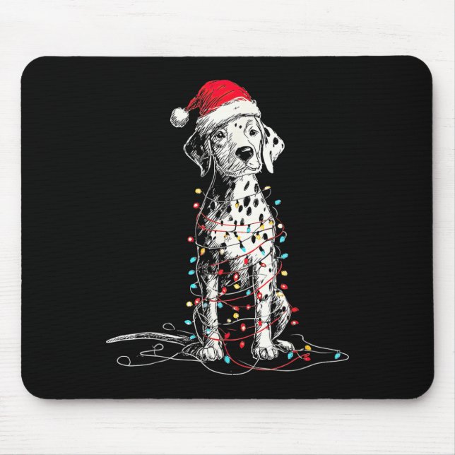 Funny Dalmatian Christmas Graphics Dog Lights Love Mousepad (Vorne)