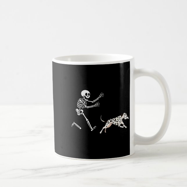 Funny Dalmatian Running Skeleton Halloween  Kaffeetasse (Rechts)