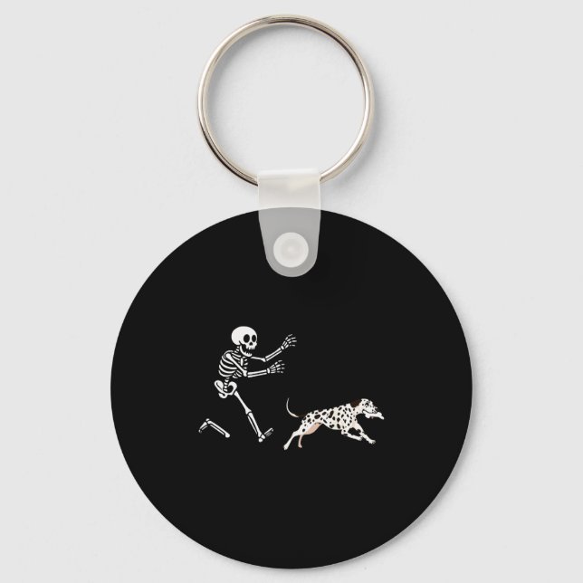 Funny Dalmatian Running Skeleton Halloween  Schlüsselanhänger (Vorderseite)