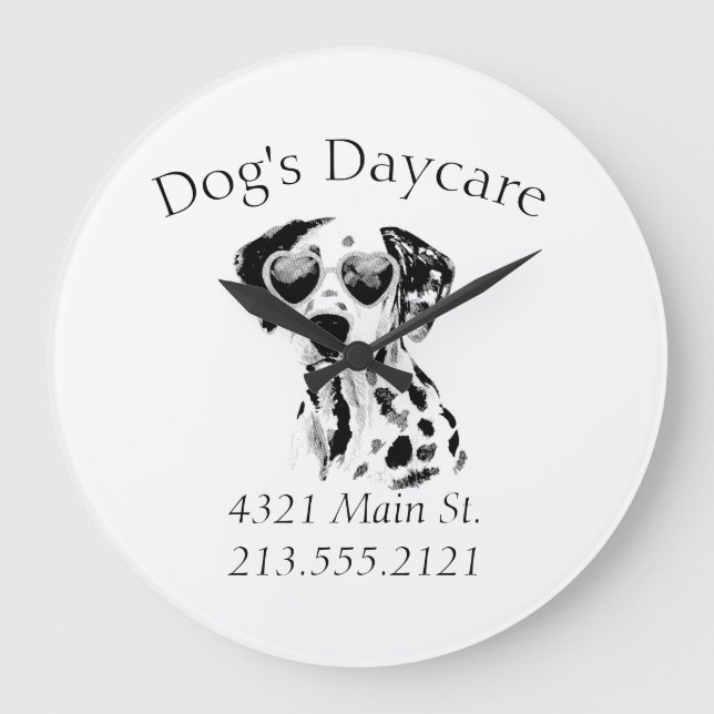 Funny Dalmatiner Dog Business Große Wanduhr (Vorderseite)