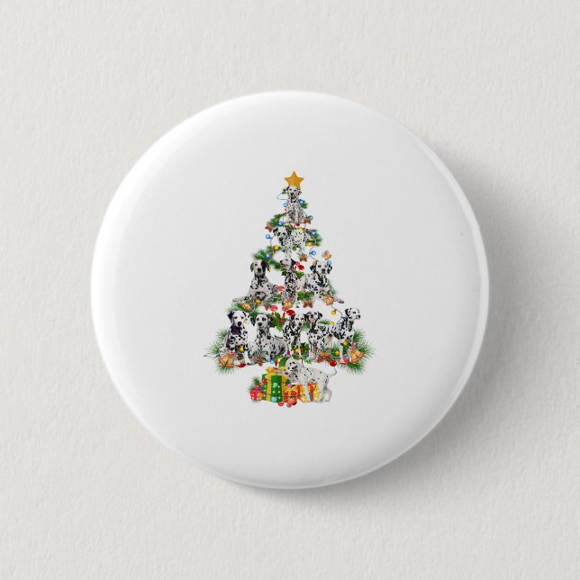 Funny Dalmatiner Dog Frohe Weihnachten Tre Button (Vorderseite)
