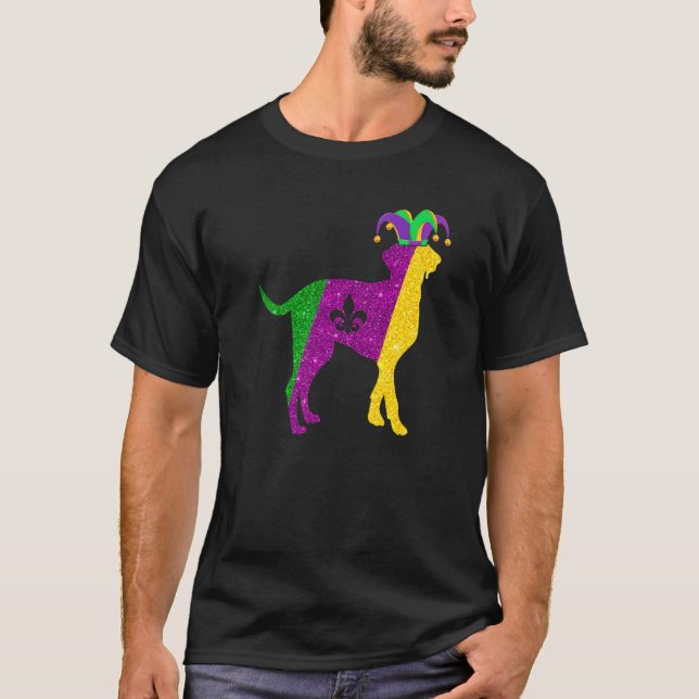 Funny Dalmatiner Dog Mardi Gras Party Maske Beads  T-Shirt (Vorderseite)