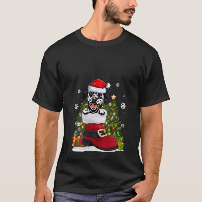 Funny Dalmatiner in der Shoe Weihnachtsmannmütze U T-Shirt (Vorderseite)