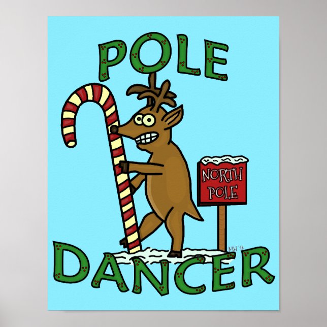 Funny Dancer Christmas Rentier Pub Poster (Vorne)