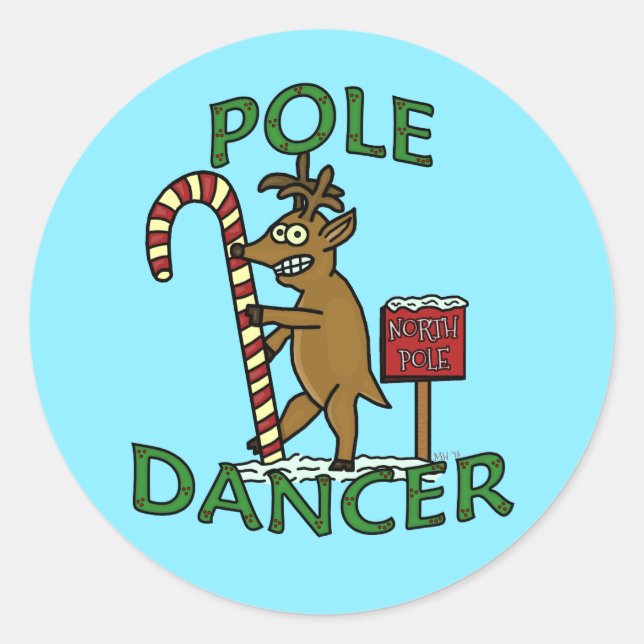 Funny Dancer Christmas Rentier Pub Runder Aufkleber (Vorderseite)