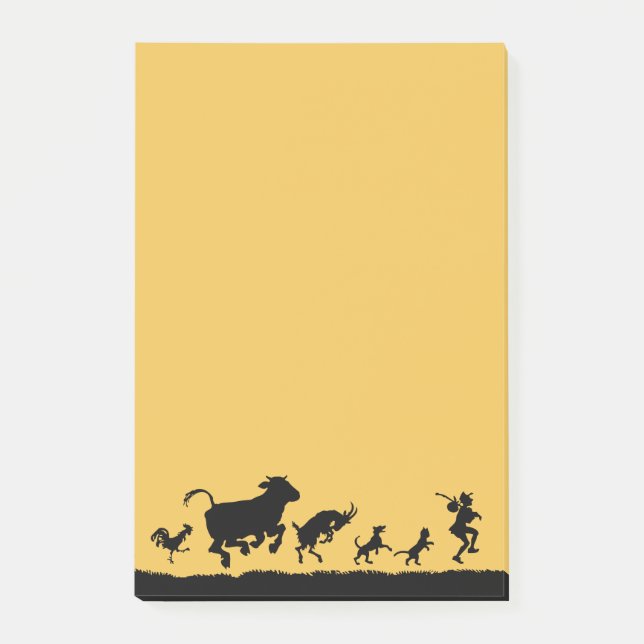 Funny Dancing Animes Kuh Hühnerziege Silhouette Post-it Klebezettel (Vorderseite)