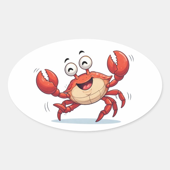 Funny Dancing Crab Cartoon Art Sticker (Vorderseite)