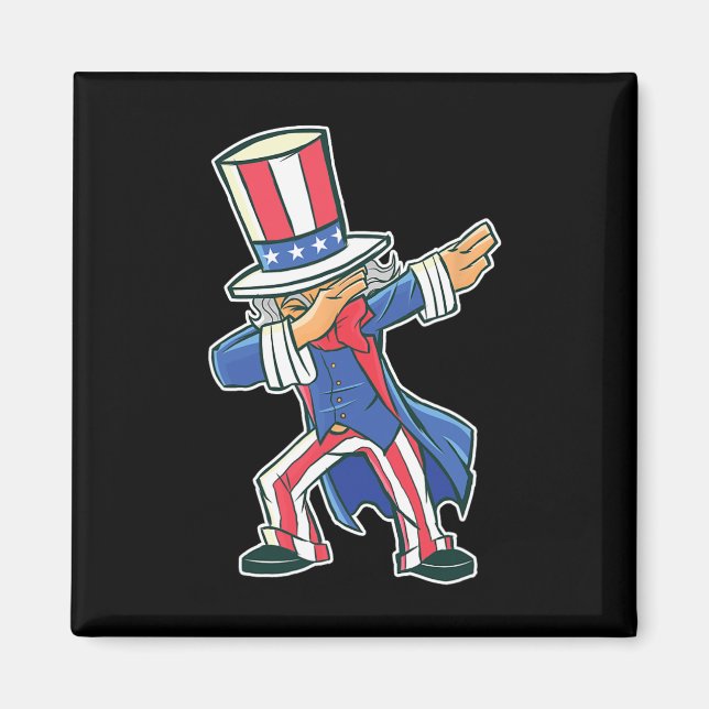 Funny Dancing Dabbing Uncle Sam 4. Juli Jungs G Magnet (Vorne)