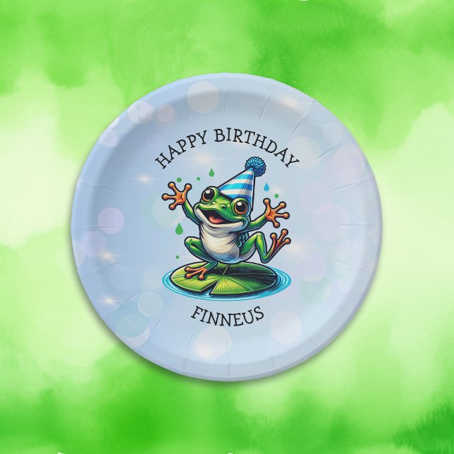 Funny Dancing Frog Personalisiert Geburtstag Pappteller (Von Creator hochgeladen)