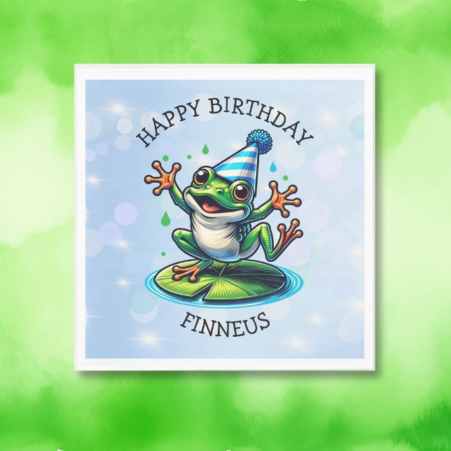 Funny Dancing Frog Personalisiert Geburtstag Serviette (Von Creator hochgeladen)