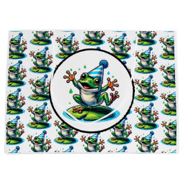Funny Dancing Frosch auf einem Lily Pad Geburtstag Große Geschenktüte