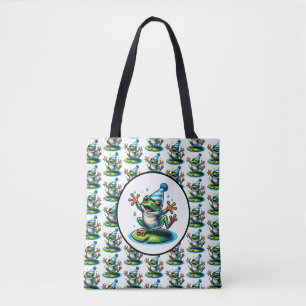 Funny Dancing Frosch auf einem Lily Pad Geburtstag Tasche