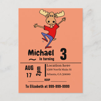 Funny Dancing Moose Geburtstagsparty Einladungspostkarte