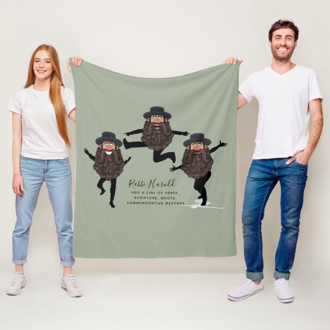 FUNNY Dancing RABBI Personalisiert mit Text Fleecedecke (Beispiel)