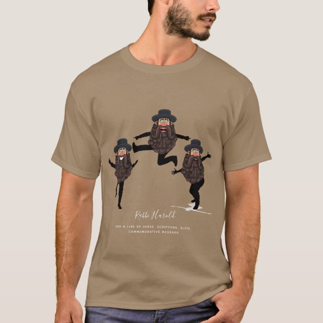 FUNNY Dancing RABBI Personalisiert mit Text T-Shirt (Vorderseite)