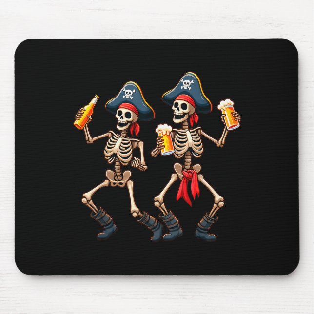 Funny Dancing Rate Skeletons Beer Drinking Hallowe Mousepad (Vorne)