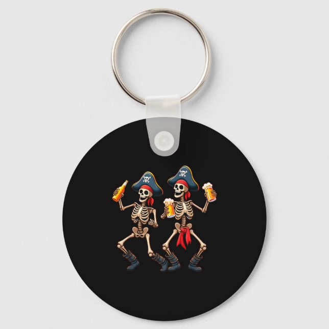 Funny Dancing Rate Skeletons Beer Drinking Hallowe Schlüsselanhänger (Vorderseite)