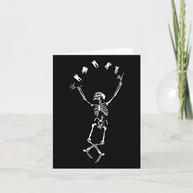 Funny Dancing Skeleton Dental Hygienic Tooth Dent Karte (Vorderseite)