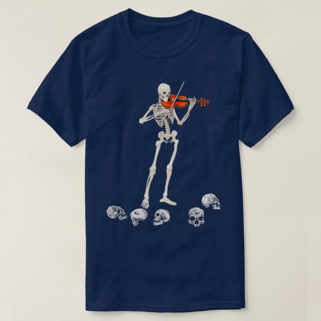Funny Dancing Skeleton Playing Violin Halloween Gi T-Shirt (Design vorne)