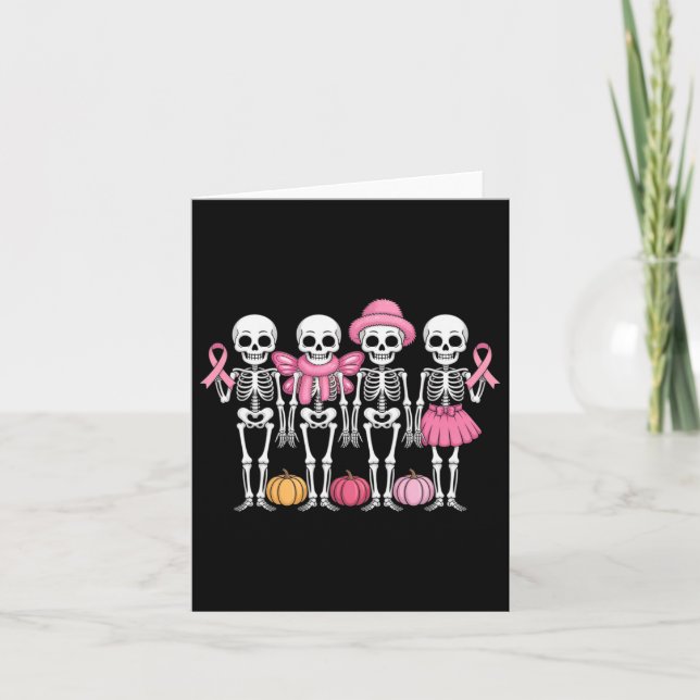 Funny Dancing Skelette Rosa Ribbon Brustkrebs Karte (Vorderseite)