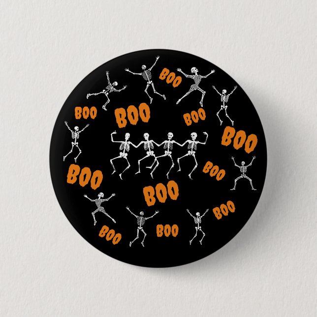 Funny Dancing Skeletts Halloween Button (Vorderseite)