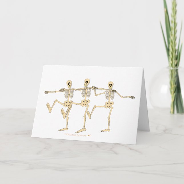 Funny Dancing Skeletts Halloween Cartoon Karte (Vorderseite)