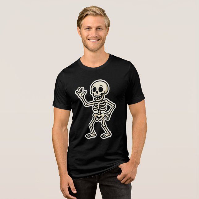 Funny Dancing Skelettsticker - Niedliches Hallowee Tri-Blend Shirt (Vorderseite voll)