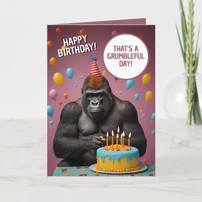Funny Dark Pink Gorilla Geburtstag Karte (Vorderseite)