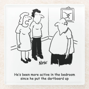 Funny Dart Player Geschenk. Funny Glasuntersetzer