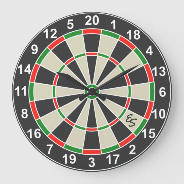 Funny Dartboard Darts Board Circle Mit Monogramm S Große Wanduhr (Vorderseite)