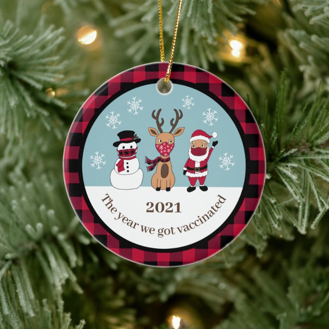Funny das Jahr, das wir Got Buffalo Kariert Keramik Ornament (Baum)