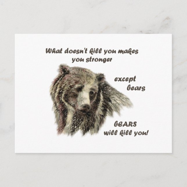 Funny De Motivierend Quotierbären bringen dich um Postkarte (Vorderseite)