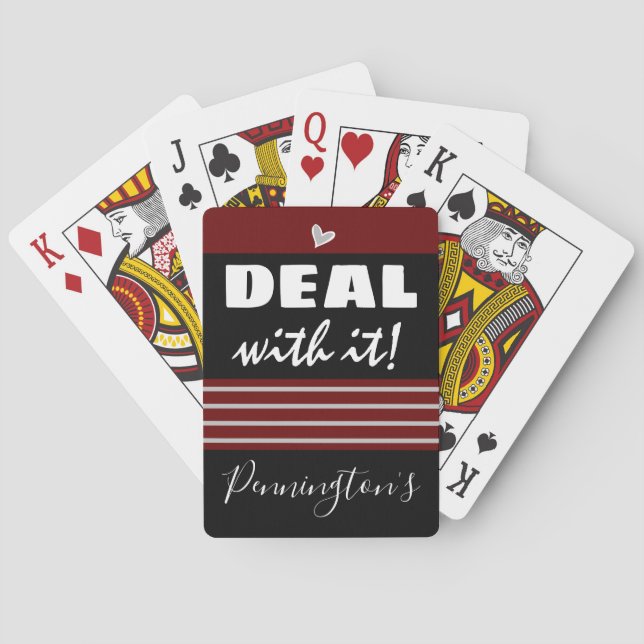 Funny Deal mit ihm Familienname Wein Spielkarten (Rückseite)