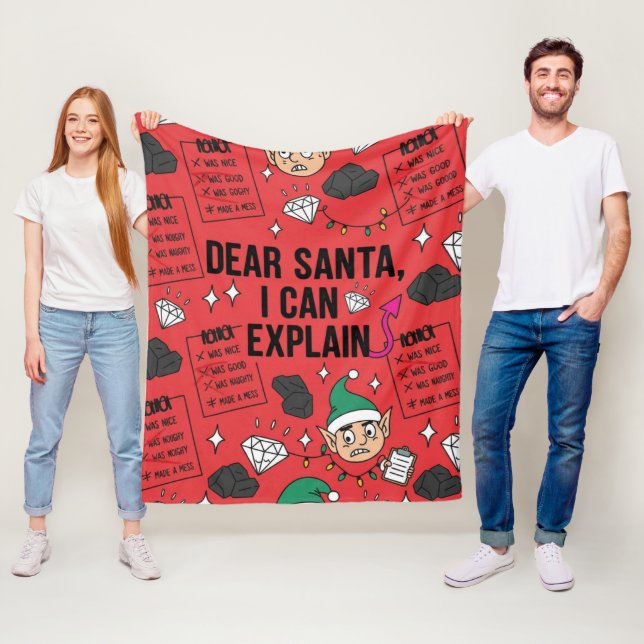 Funny Dear Santa I Can Explain Naughty Christmas Fleecedecke (Beispiel)