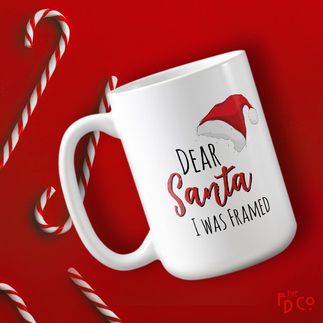 Funny Dear Santa (I was Framed) Customizable  Kaffeetasse (Von Creator hochgeladen)