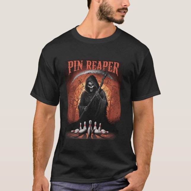 Funny Death Bowling Grim Sensenmann Bowler gibt Mä T-Shirt (Vorderseite)