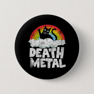 Funny Death Metal Cat Gift Rainbow Heavy Metal Button