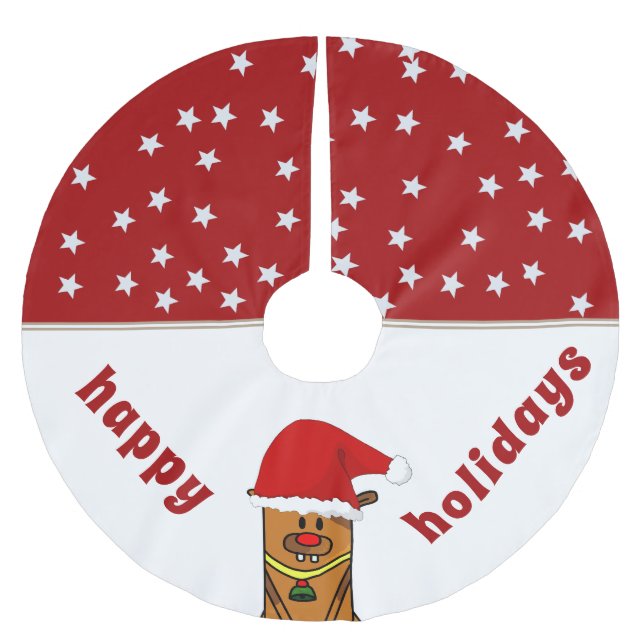 Funny Dee mit Weihnachtsmannmütze Red Nose Star Pa Polyester Weihnachtsbaumdecke (Vorderseite)